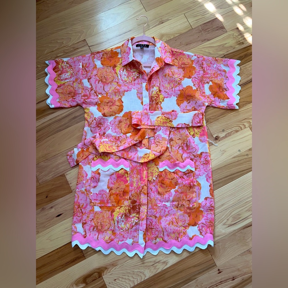 NWT Button Down Ric Rac Tie Shirt Dress. - Picture 5 of 5